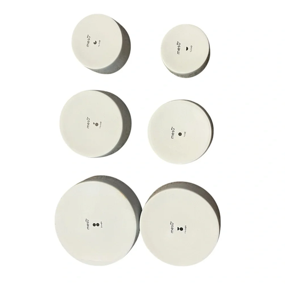MESU Set of 6 Ceramic Nesting Measuring Cups  w/ Pie Fractions Visuals #math